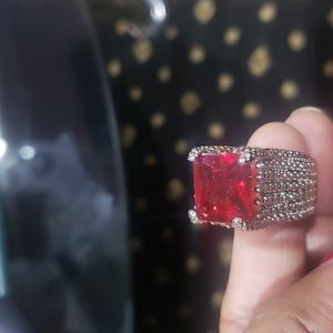 Womens Ring size 6.5 Red Cubic Stemped S925